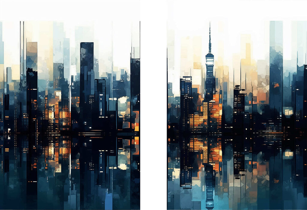City skyline with a reflection of the water City skyline with a reflection of the water