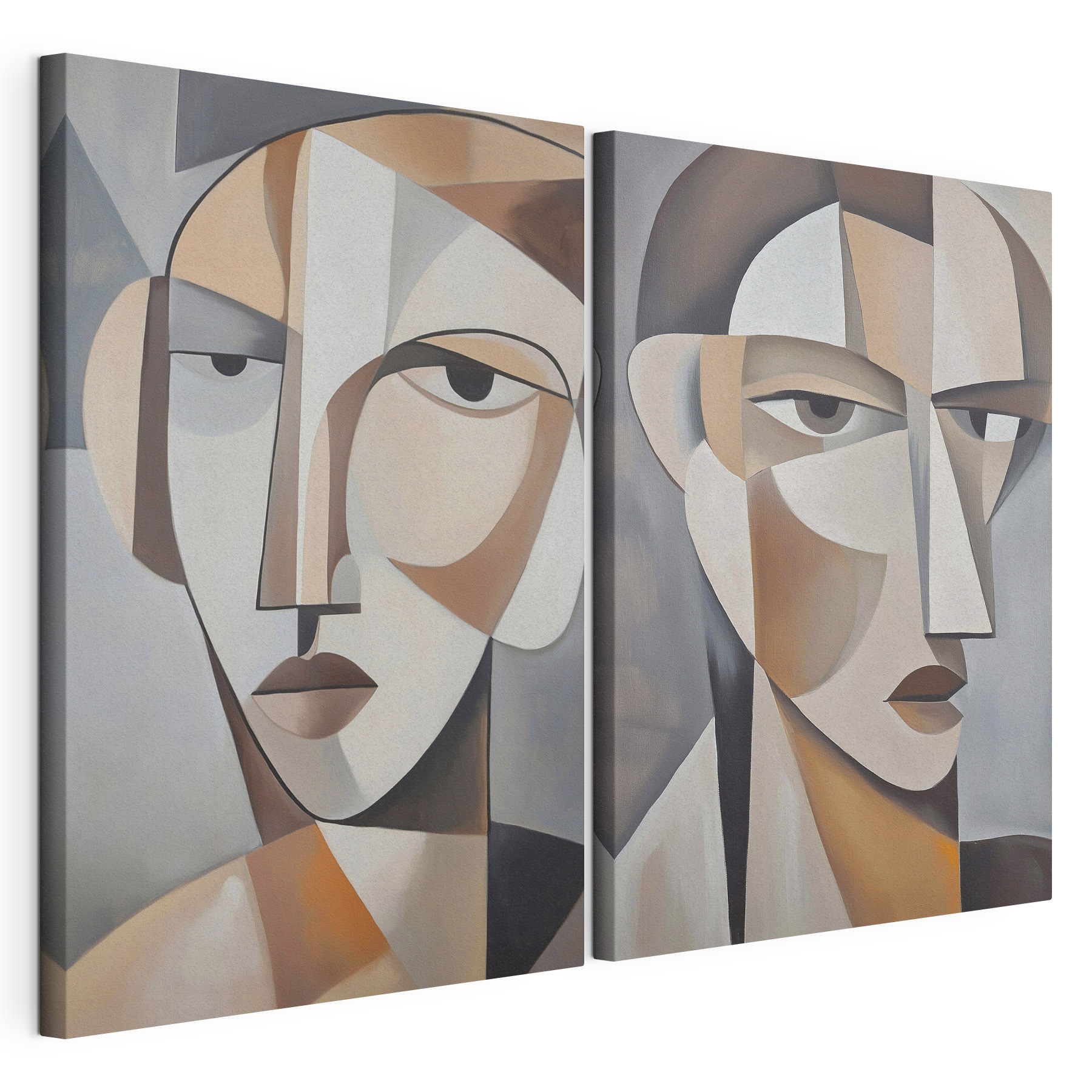 Two paintings of a woman's face Two paintings of a woman's face