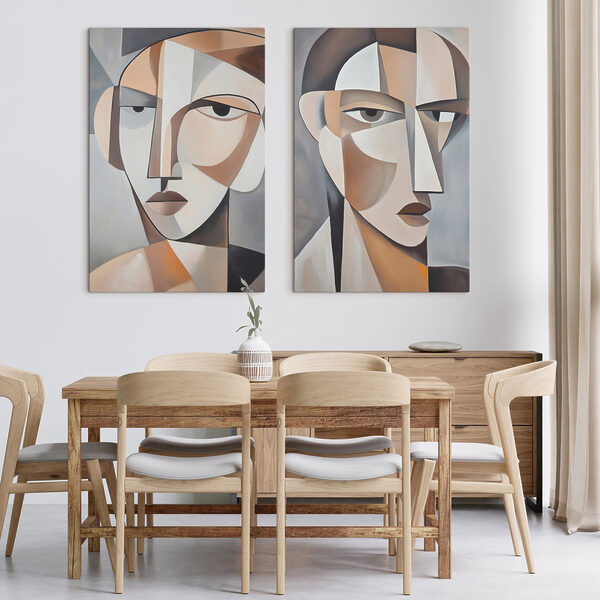 Two paintings of a woman's face Two paintings of a woman's face