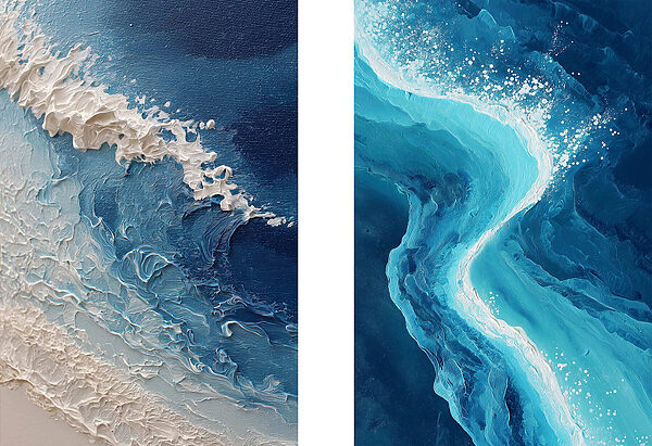 Flowing waves in serene blues Flowing waves in serene blues