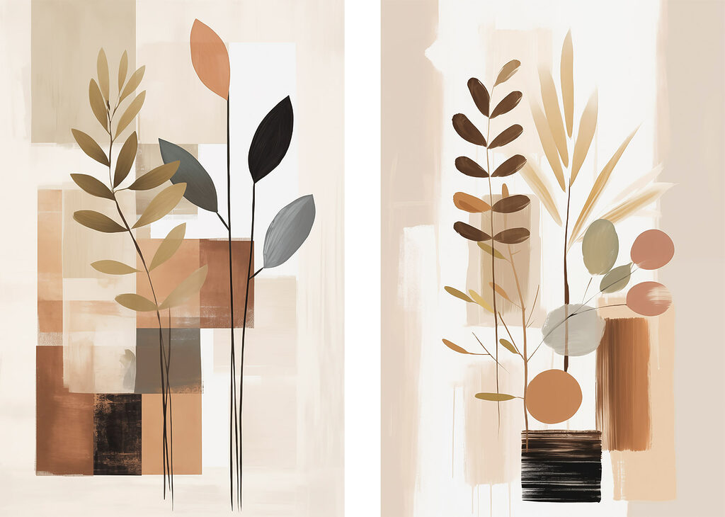 Painting of plants and squares Painting of plants and squares