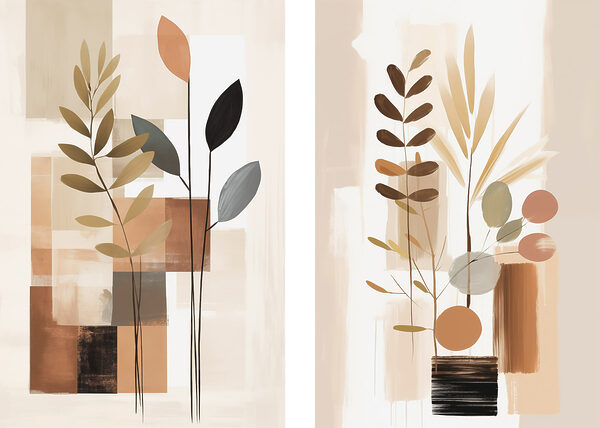 Painting of plants and squares Painting of plants and squares