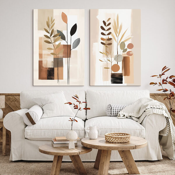 Painting of plants and squares Painting of plants and squares