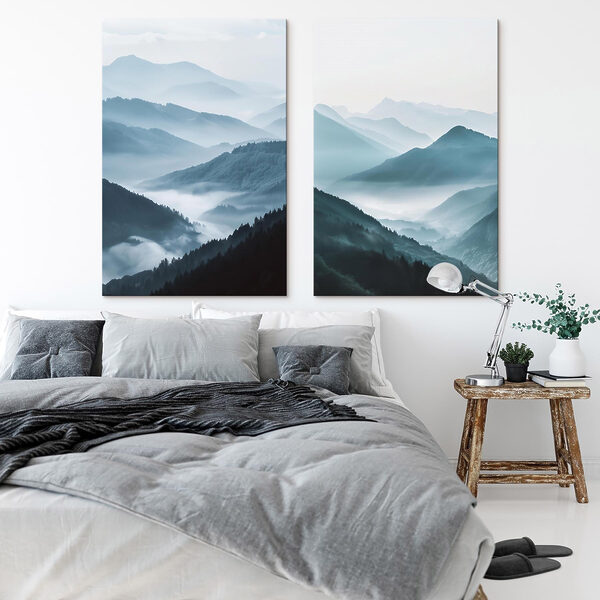 Collage of mountains with fog Collage of mountains with fog