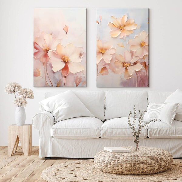 Painting of flowers on a blue background Painting of flowers on a blue background