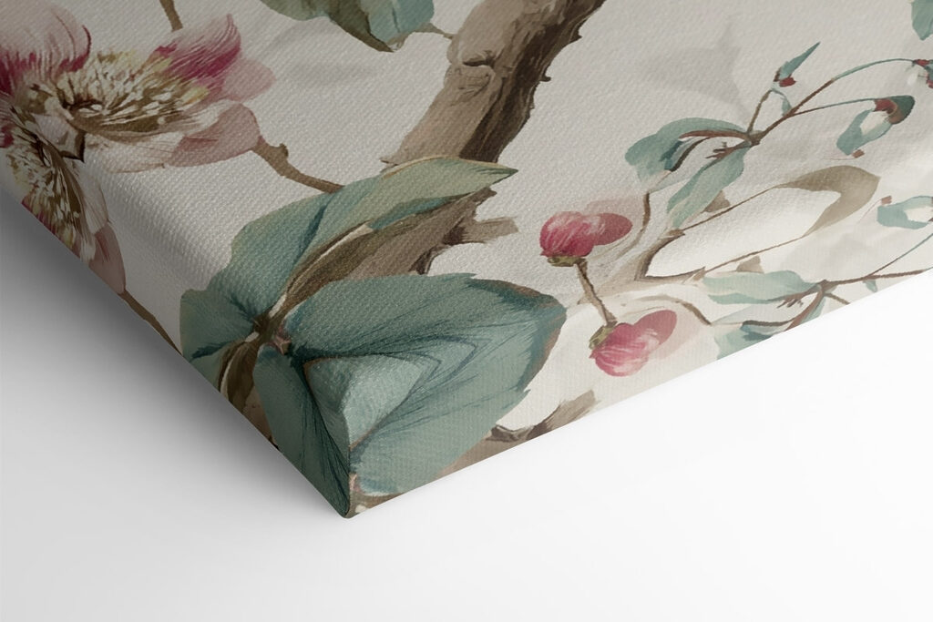 Two birds on a branch with flowers Two birds on a branch with flowers