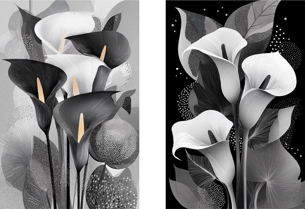 Delicate blooms in monochrome elegance Delicate blooms in monochrome elegance