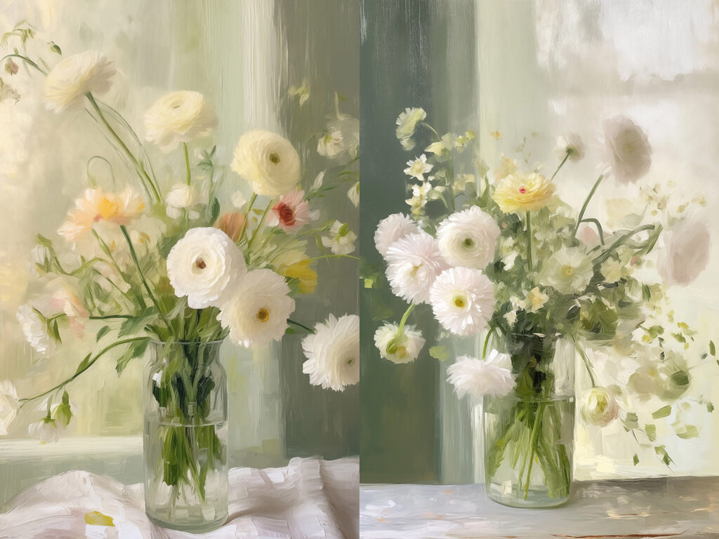Collage of flowers in a vase Collage of flowers in a vase