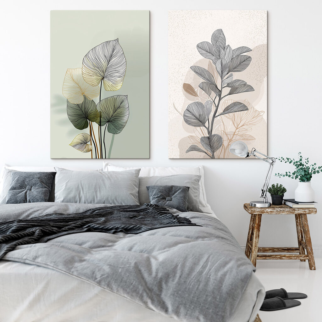 Delicate leaves in soft colors