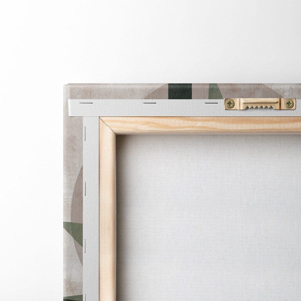 Modułowy wydruk na płótnie - Eleganckie liście przeplatające się z geometrycznymi kształtami (SKU: m30544)