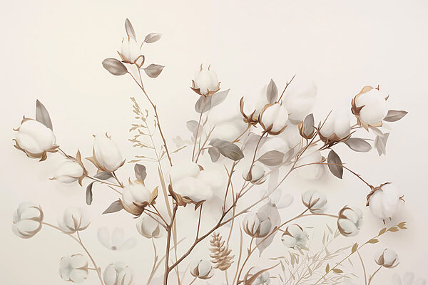 Delicate cotton blooms in soft tones