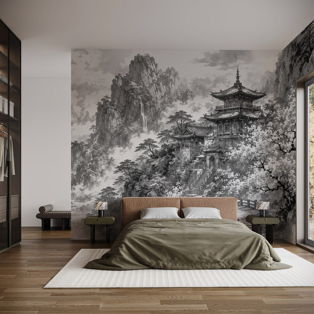 Obraz przedstawiający budynek na górze Obraz przedstawiający budynek na górze