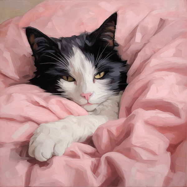 Cat lying in a blanket