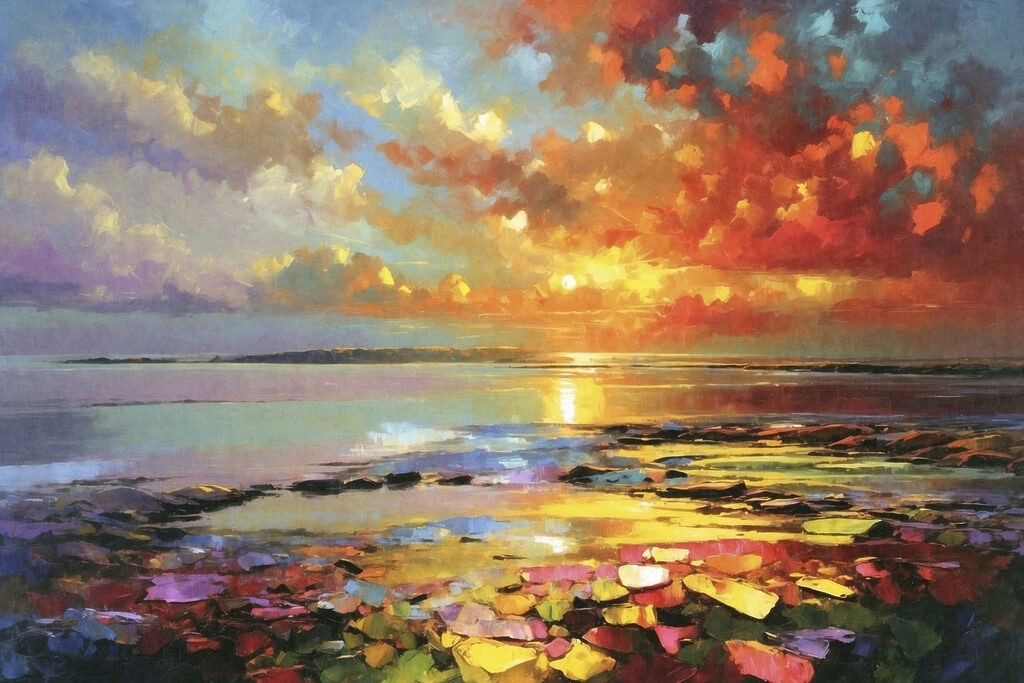 Colorful sky over water