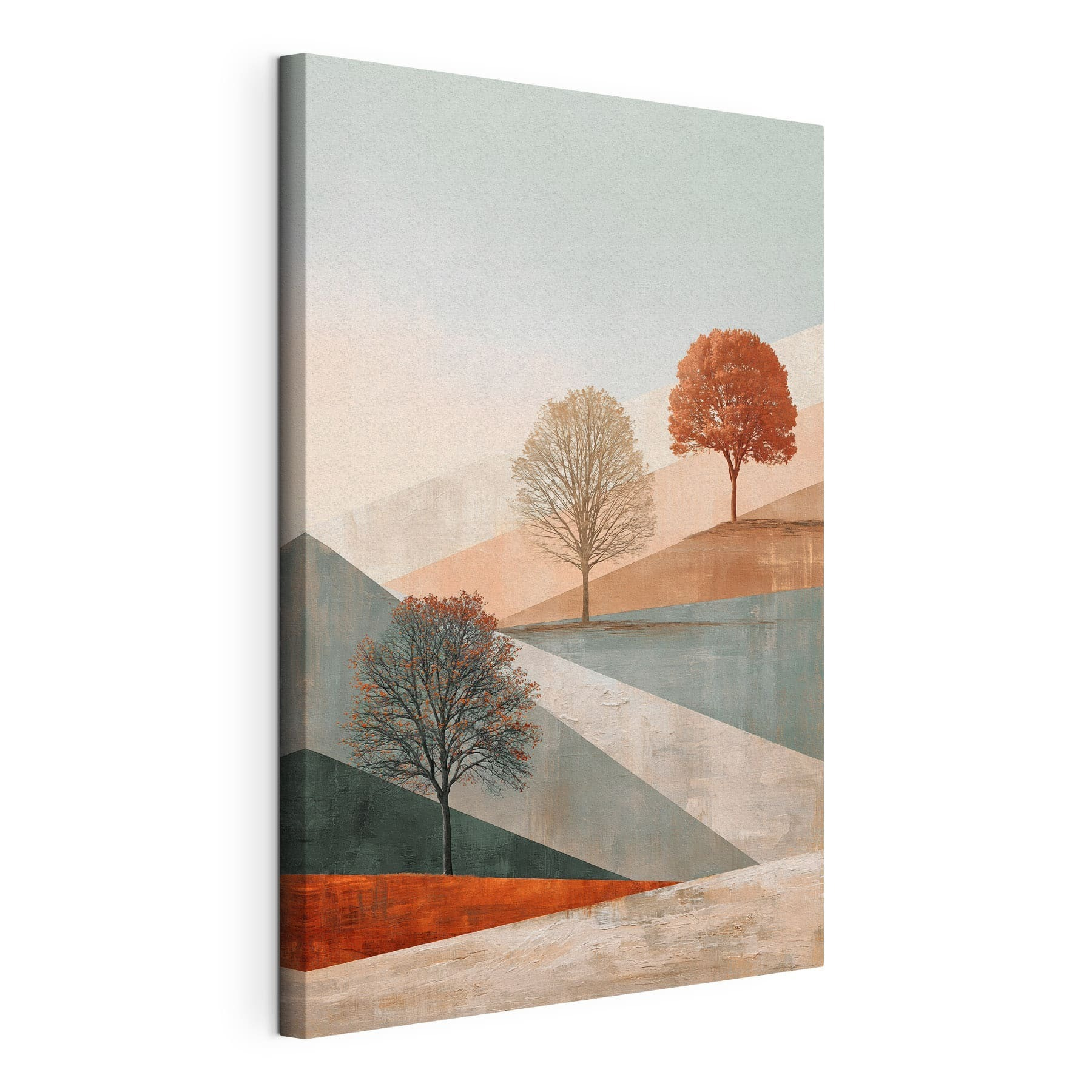 Painting of trees on a hill
