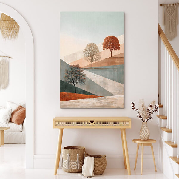 Painting of trees on a hill