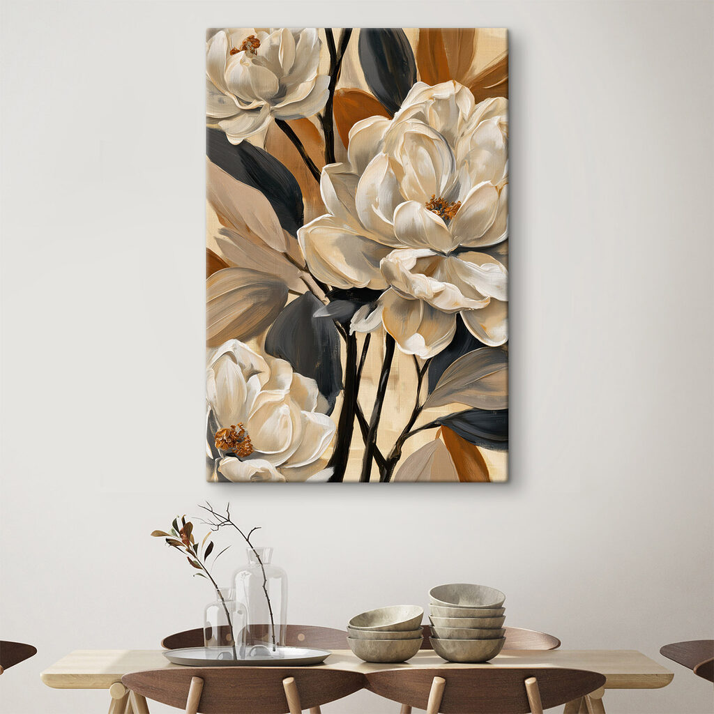 Painting of flowers on a canvas