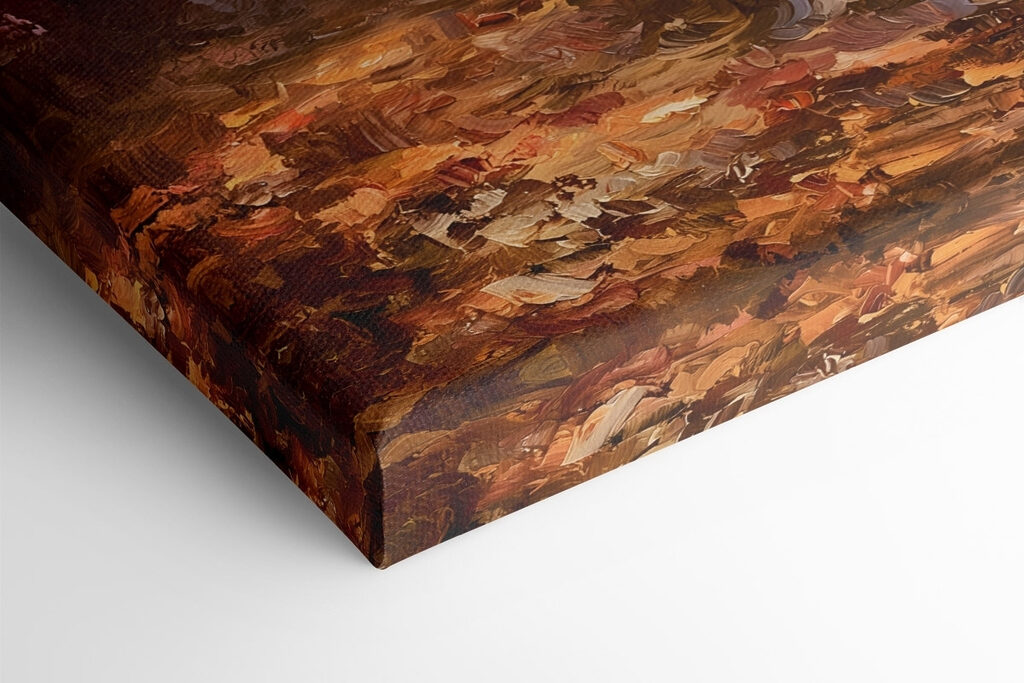 Painting of a bench and a leaf Painting of a bench and a leaf