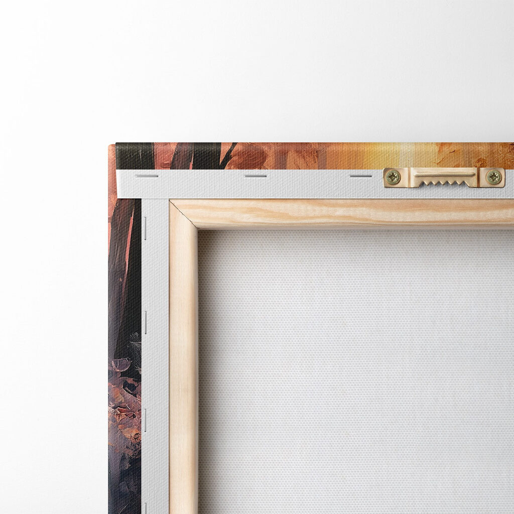 Painting of a bench and a leaf Painting of a bench and a leaf