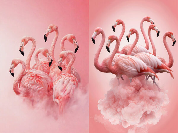 Group of flamingos in the clouds Group of flamingos in the clouds