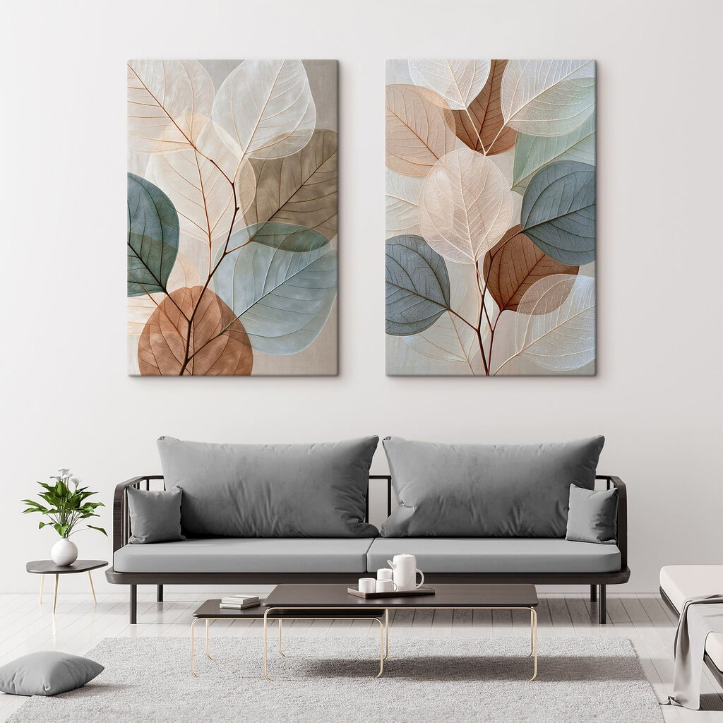 Delicate leaves in soft colors