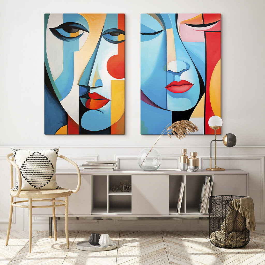 Painting of a couple of faces Painting of a couple of faces