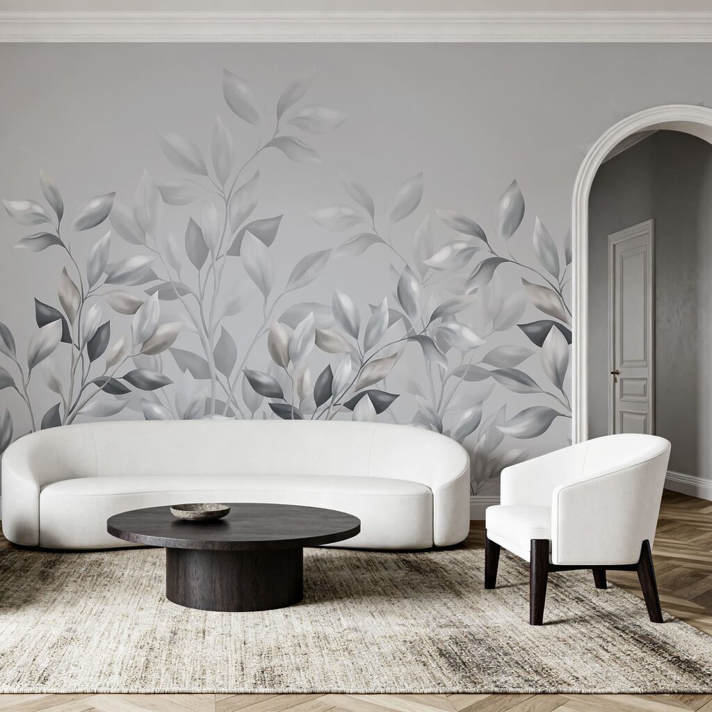 - Eleganckie liście tańczą na delikatnym tle - Eleganckie liście tańczą na delikatnym tle