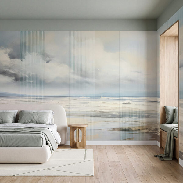 Fototapeta Plaża z falami i chmurami (SKU: w04203)