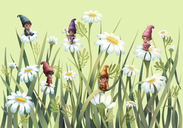 Group of gnomes on flowers