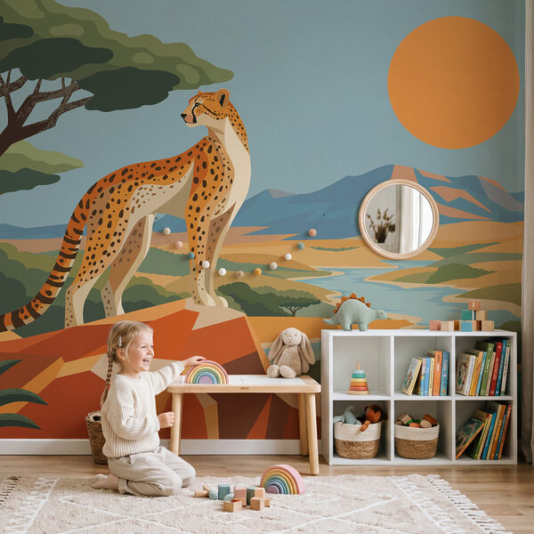 Fototapeta Gepard stojący na skale (SKU: t01040) Fototapeta Gepard stojący na skale (SKU: t01040)