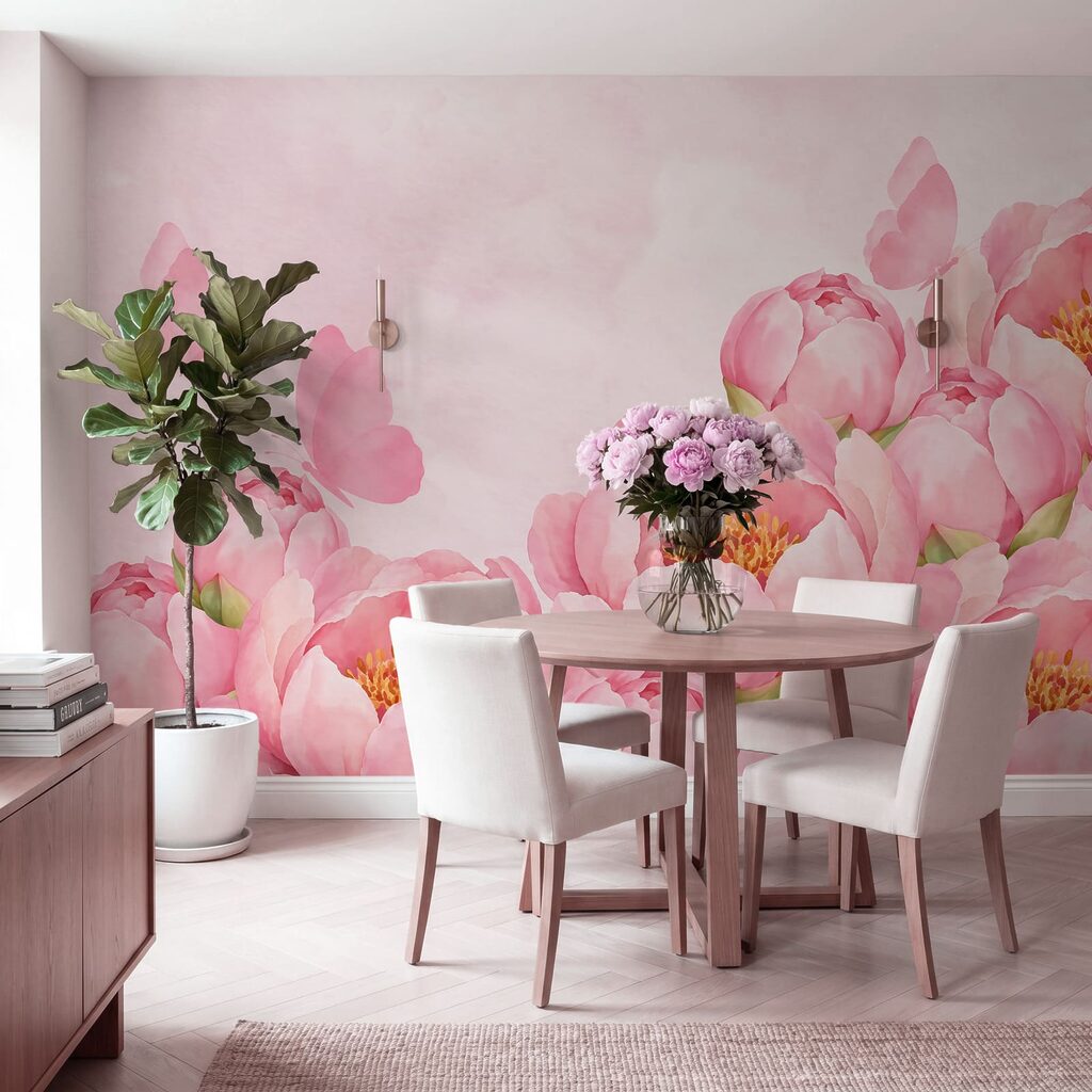 Fototapeta Różowe kwiaty z motylem (SKU: t01101) Fototapeta Różowe kwiaty z motylem (SKU: t01101)