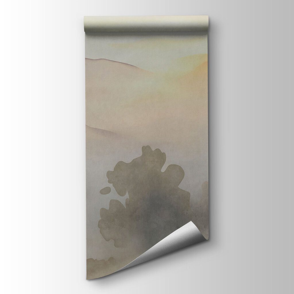 Fototapeta Akwarela przedstawiająca jezioro z drzewami i górami w tle (SKU: t01068) Fototapeta Akwarela przedstawiająca jezioro z drzewami i górami w tle (SKU: t01068)