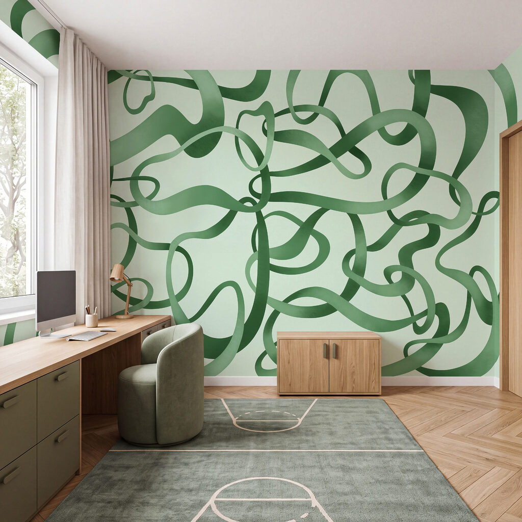 Fototapeta Zielone, faliste linie na białym tle (SKU: t01168v2) Fototapeta Zielone, faliste linie na białym tle (SKU: t01168v2)