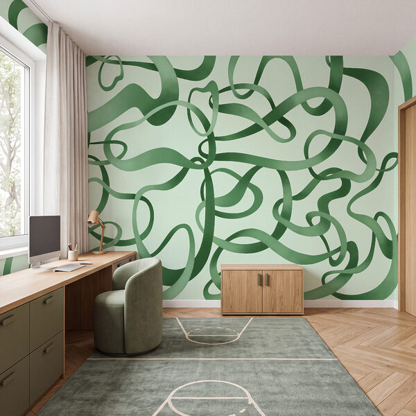 Fototapeta Zielone, faliste linie na białym tle (SKU: t01168v2) Fototapeta Zielone, faliste linie na białym tle (SKU: t01168v2)